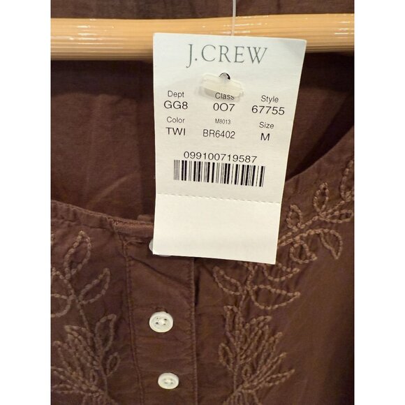 J. Crew Women's Pullover Tunic Blouse Medium Long Sleeves Embroidered Coastal - Picture 4 of 9